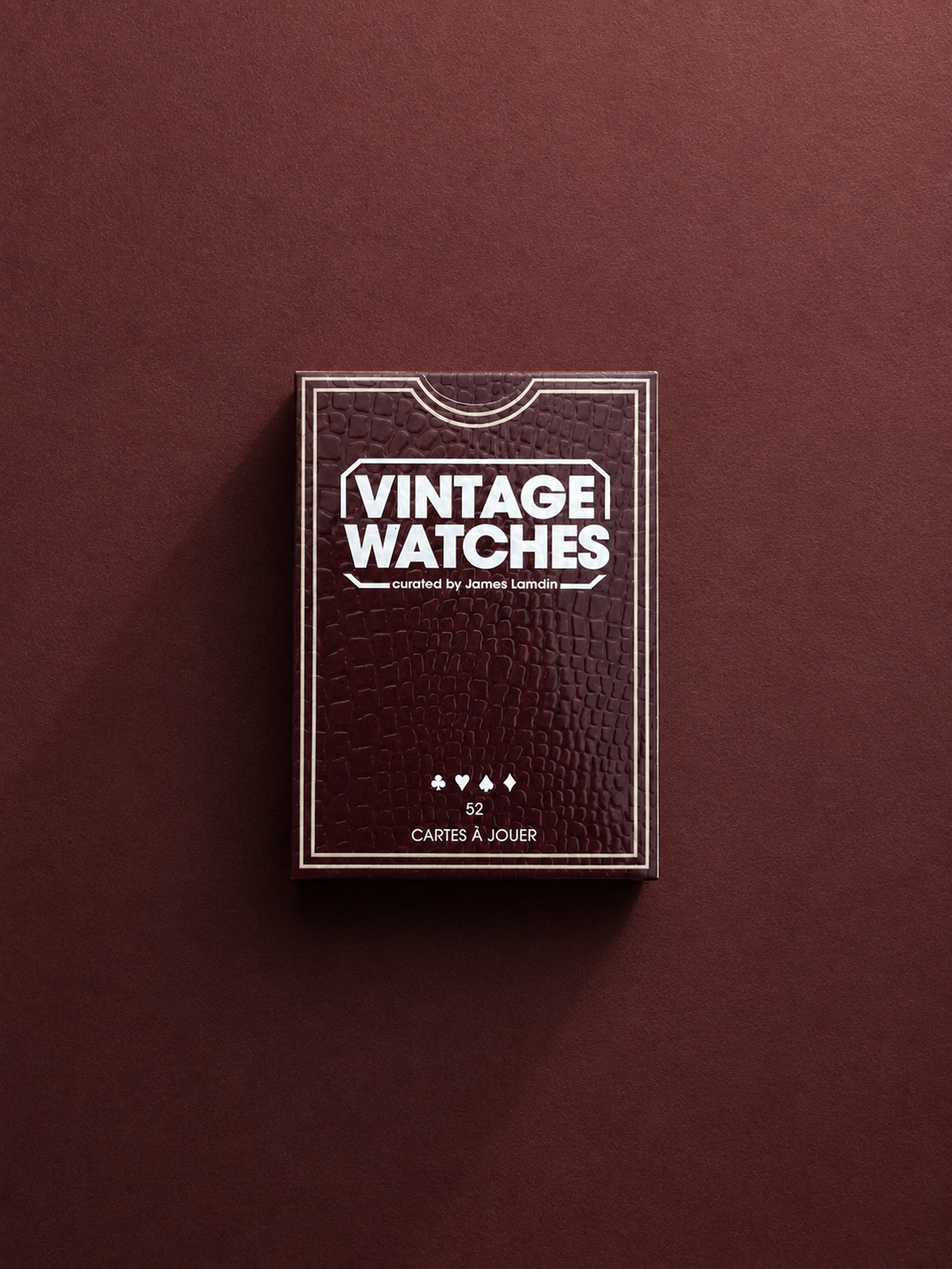 Jeu de cartes Vintage Watches des Éditions de la Tour – étui bordeaux texturé alligator