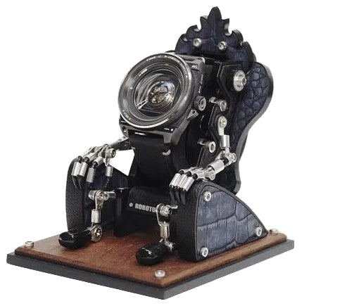 Support de montre Leather Throne Robotoys en cuir façon croco, coloris navy, vue principale