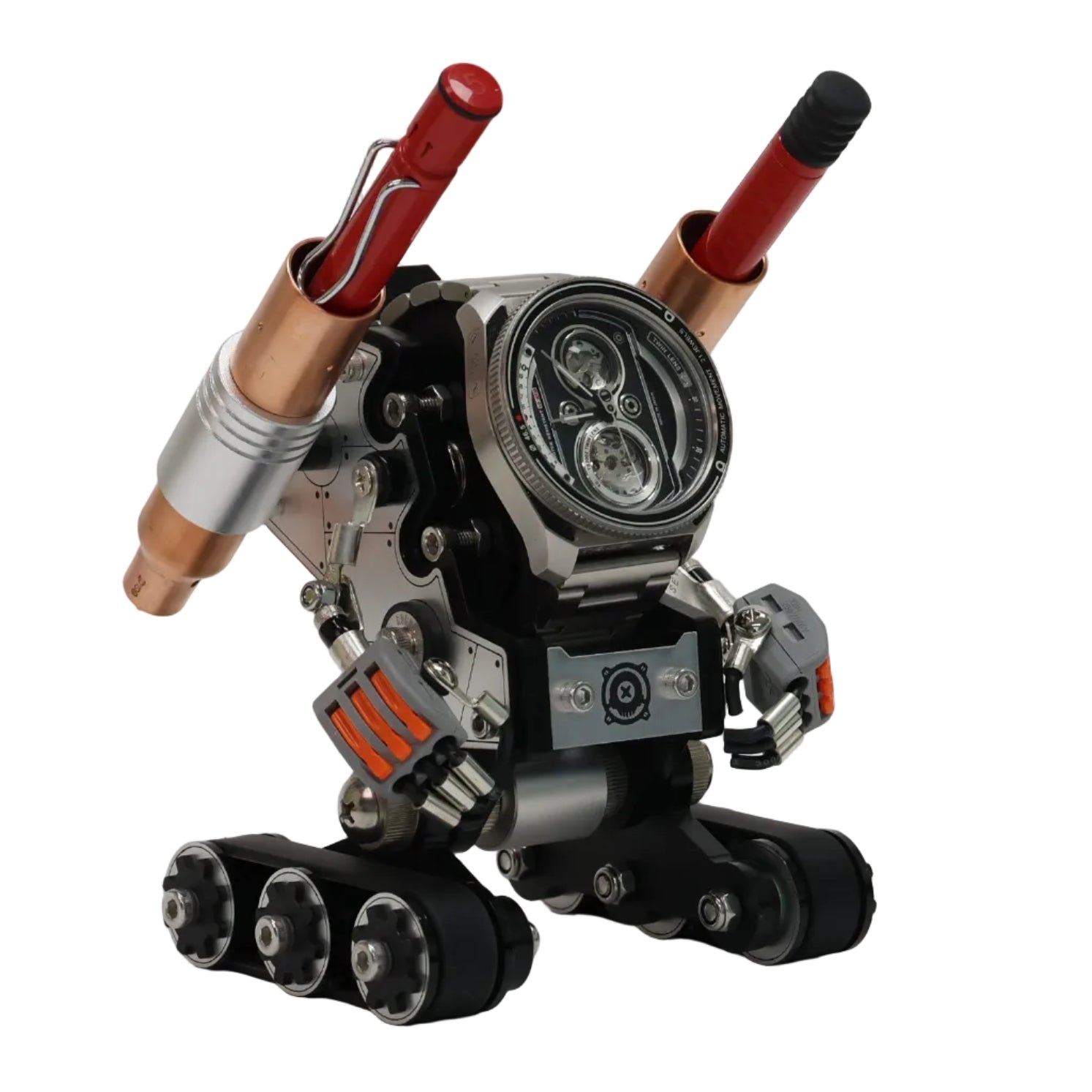 Support de montre Penlite Tank Robotoys finition argent, vue principale