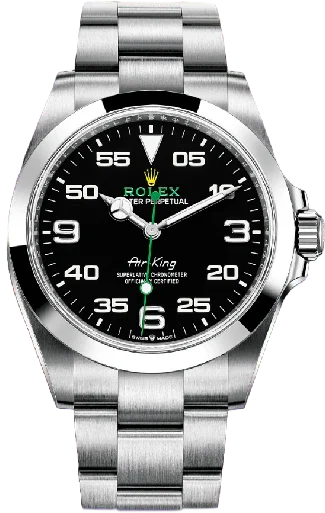 Montre en acier 40mm cadran noir index blancs, bracelet métal, style sportif élégant.