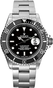 Montre de plongée 40mm acier, lunette noire, cadran noir avec date, style classique
